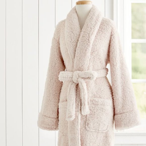 Pottery Barn Blush Pink Teddy Bear Robe - Picture 1 of 4